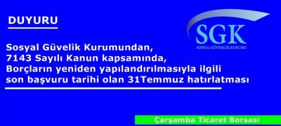 Sgk’dan Yapılandırma Duyurusu