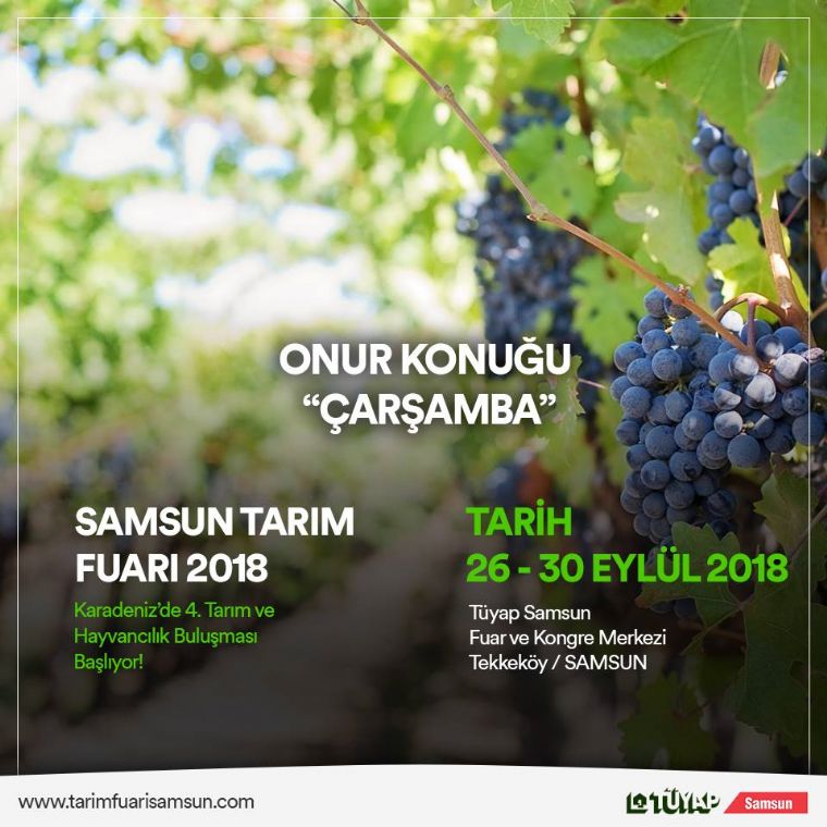 4. Tarım, Hayvancılık ve Teknolojileri Fuarı 26-30 Eylül Tarihleri Arasında Tüyap Samsun’da Gerçekleşecek.